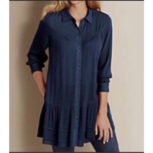 Soft Surroundings blue Gauze tunic top XS